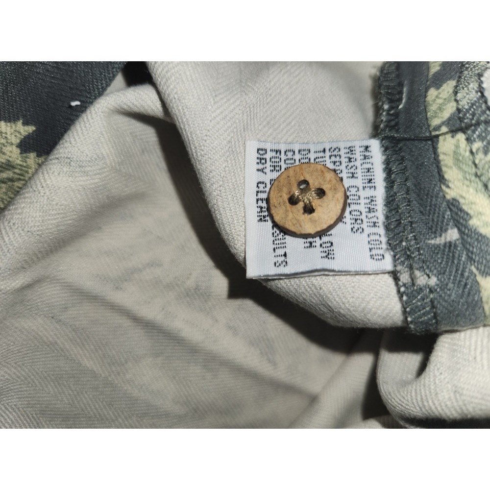 Tommy Bahama Men's 100% Silk Shirt Medium Grey Yellow Tropical - Picture 5 of 9